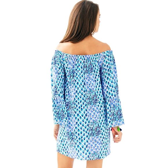 Lilly Pulitzer Resort White Toe In Pineapple Off The Shoulder Nevie Dress - Picture 5 of 15